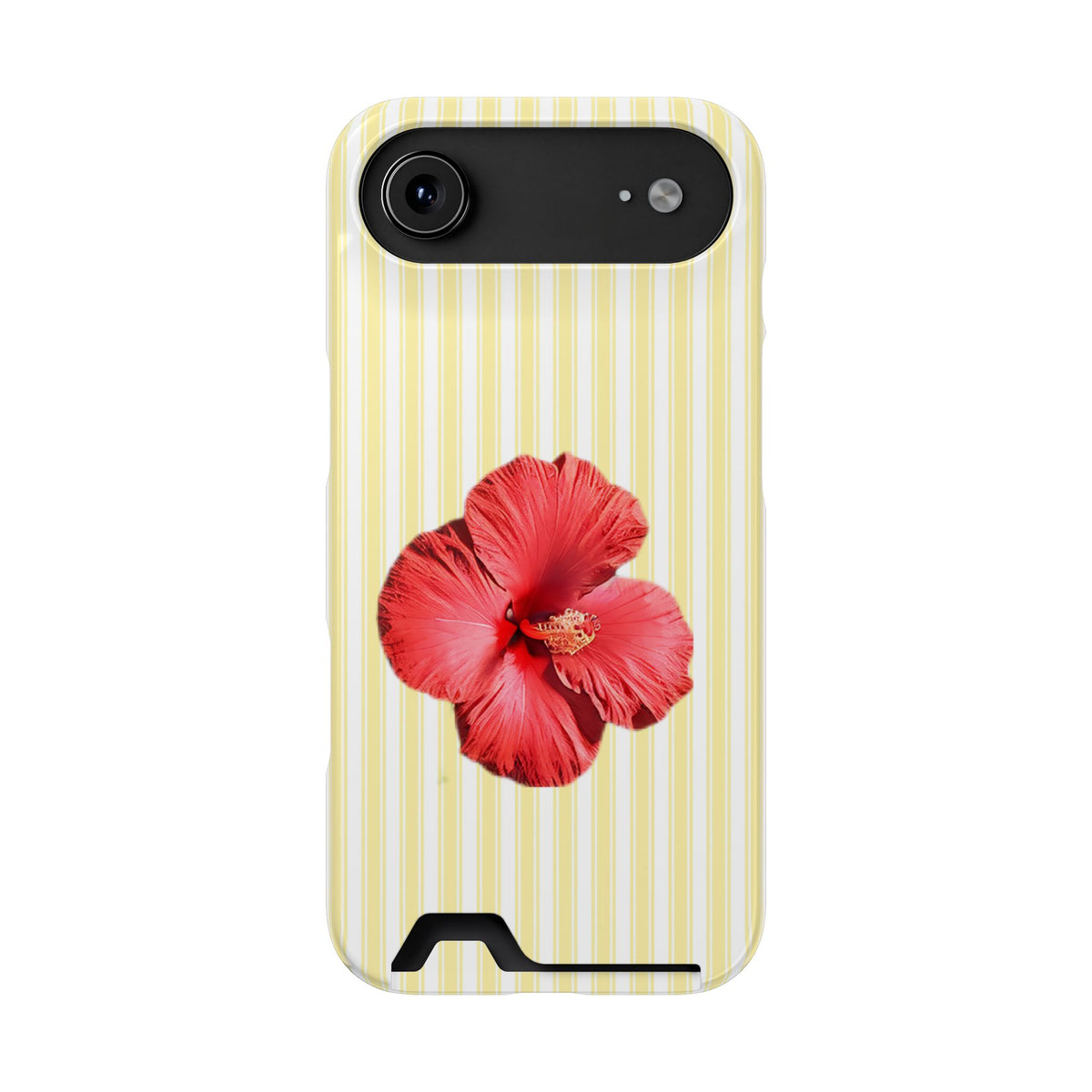 Hibiscus Stripe phone case with card holder for iPhone 17 Air, glossy finish