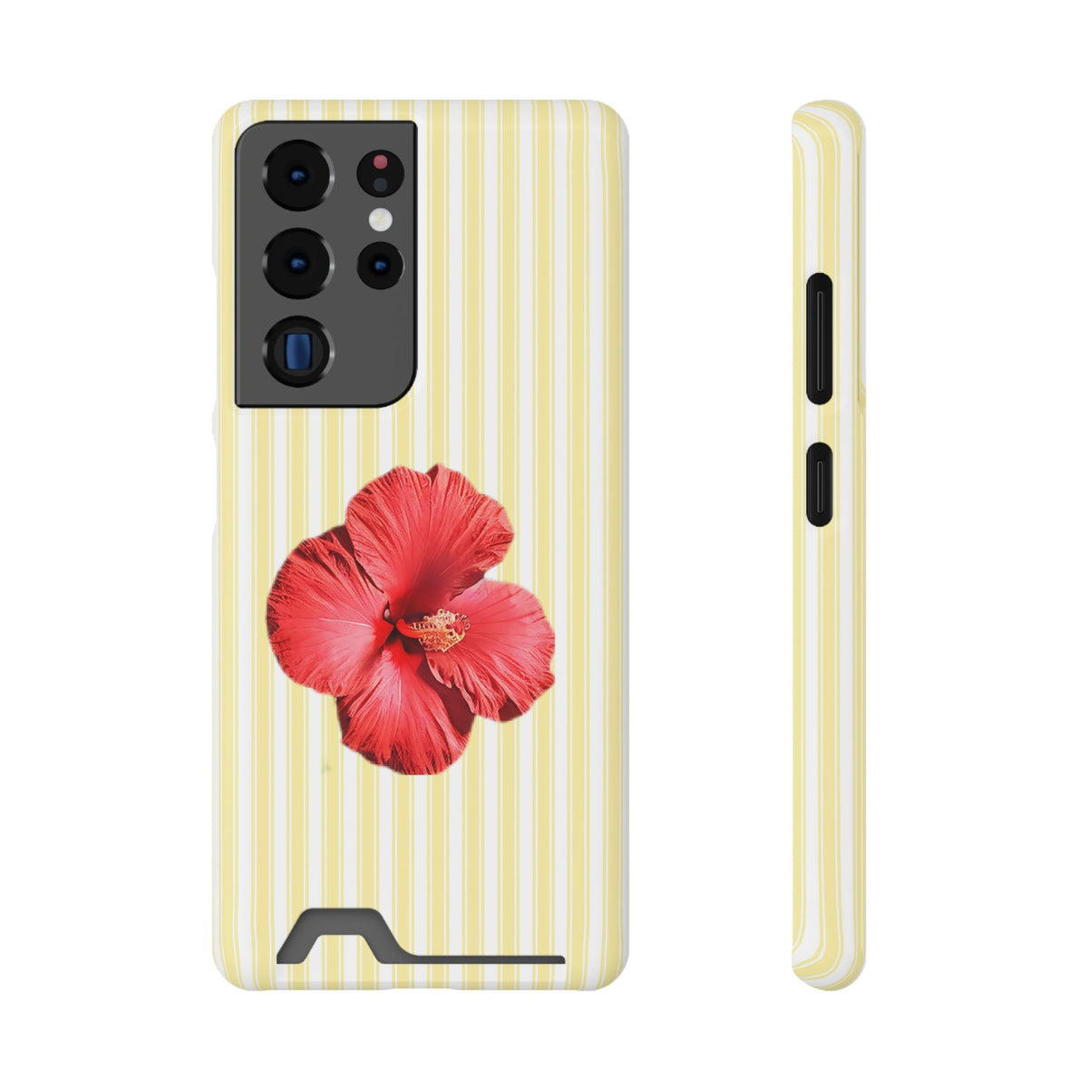 Hibiscus Stripe phone case with card holder for Samsung Galaxy S22 Plus, glossy finish