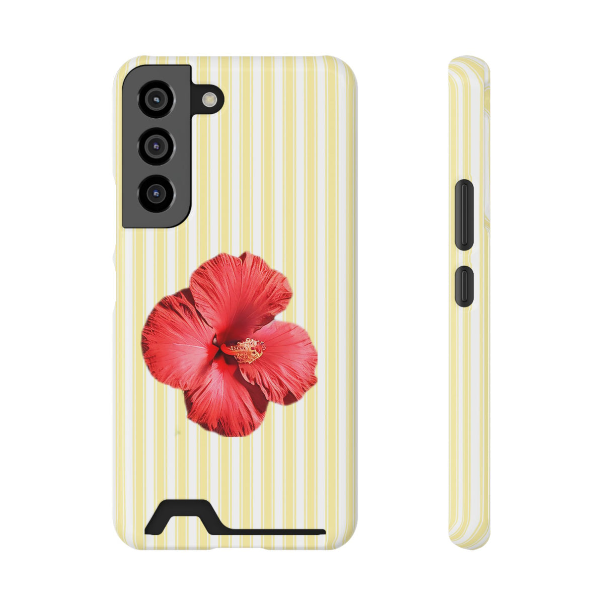 Hibiscus Stripe phone case with card holder for Samsung Galaxy S22, glossy finish