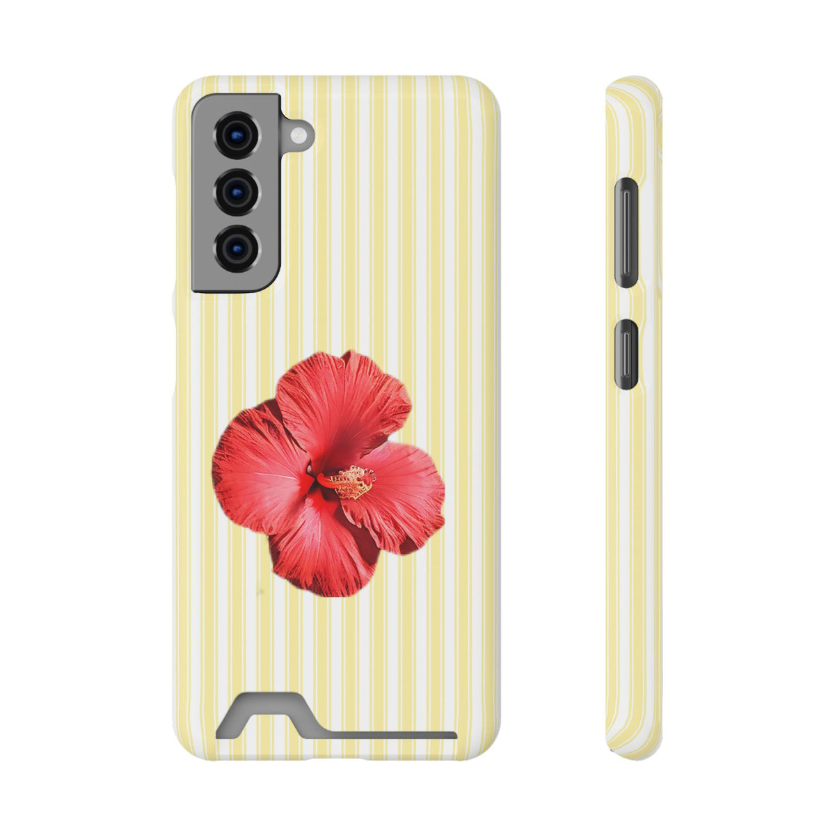 Hibiscus Stripe phone case with card holder for Samsung Galaxy S21, glossy finish