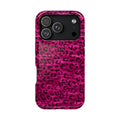 Hot Pink Leopard protective phone case for iPhone 18 Pro, glossy finish
