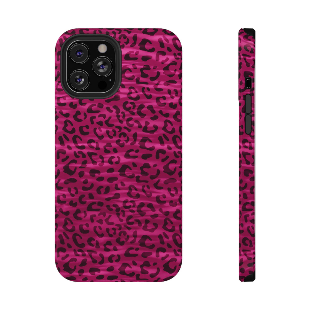 Hot Pink Leopard protective phone case for iPhone 12 Pro Max, glossy finish