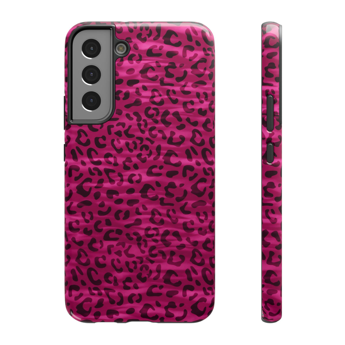 Hot Pink Leopard protective phone case for Samsung Galaxy S22 Plus, glossy finish