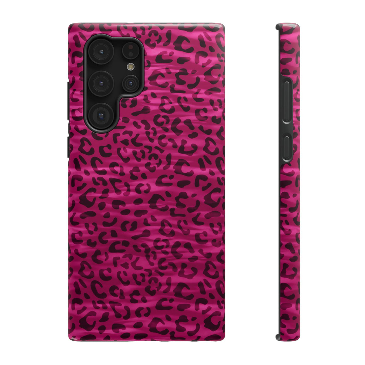 Hot Pink Leopard protective phone case for Samsung Galaxy S22 Ultra, glossy finish