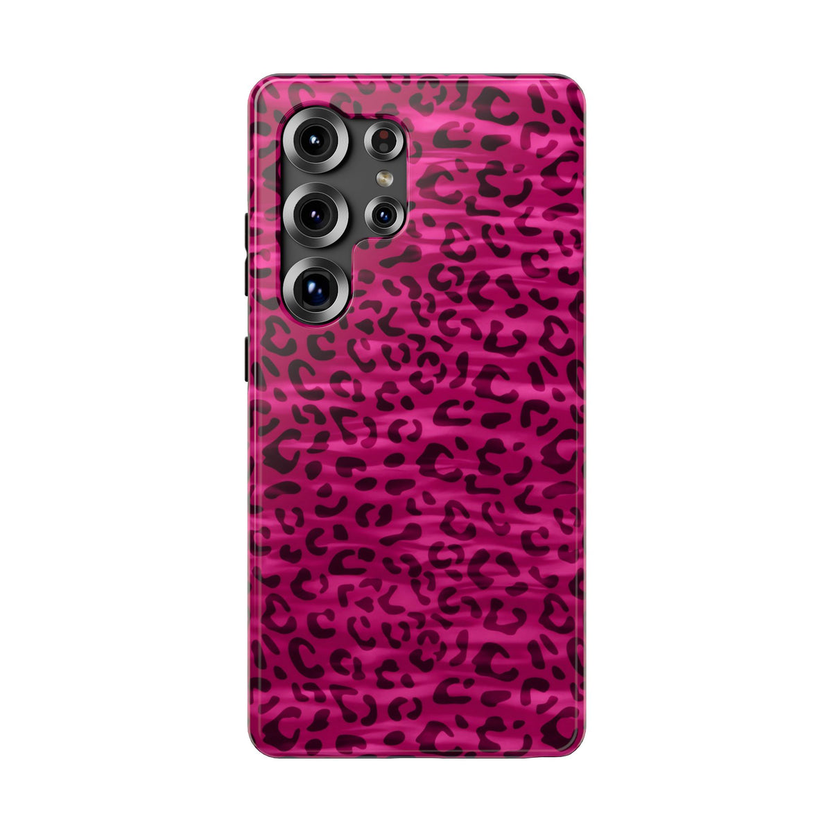 Hot Pink Leopard protective phone case for Samsung Galaxy S25 Ultra, glossy finish