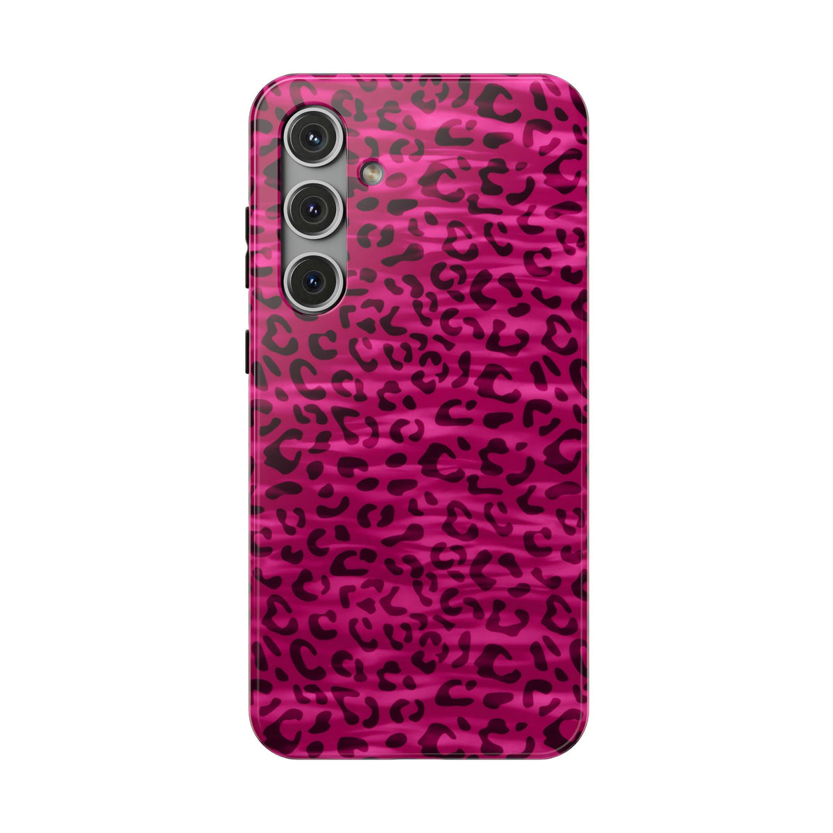 Hot Pink Leopard protective phone case for Samsung Galaxy S24 Plus, glossy finish
