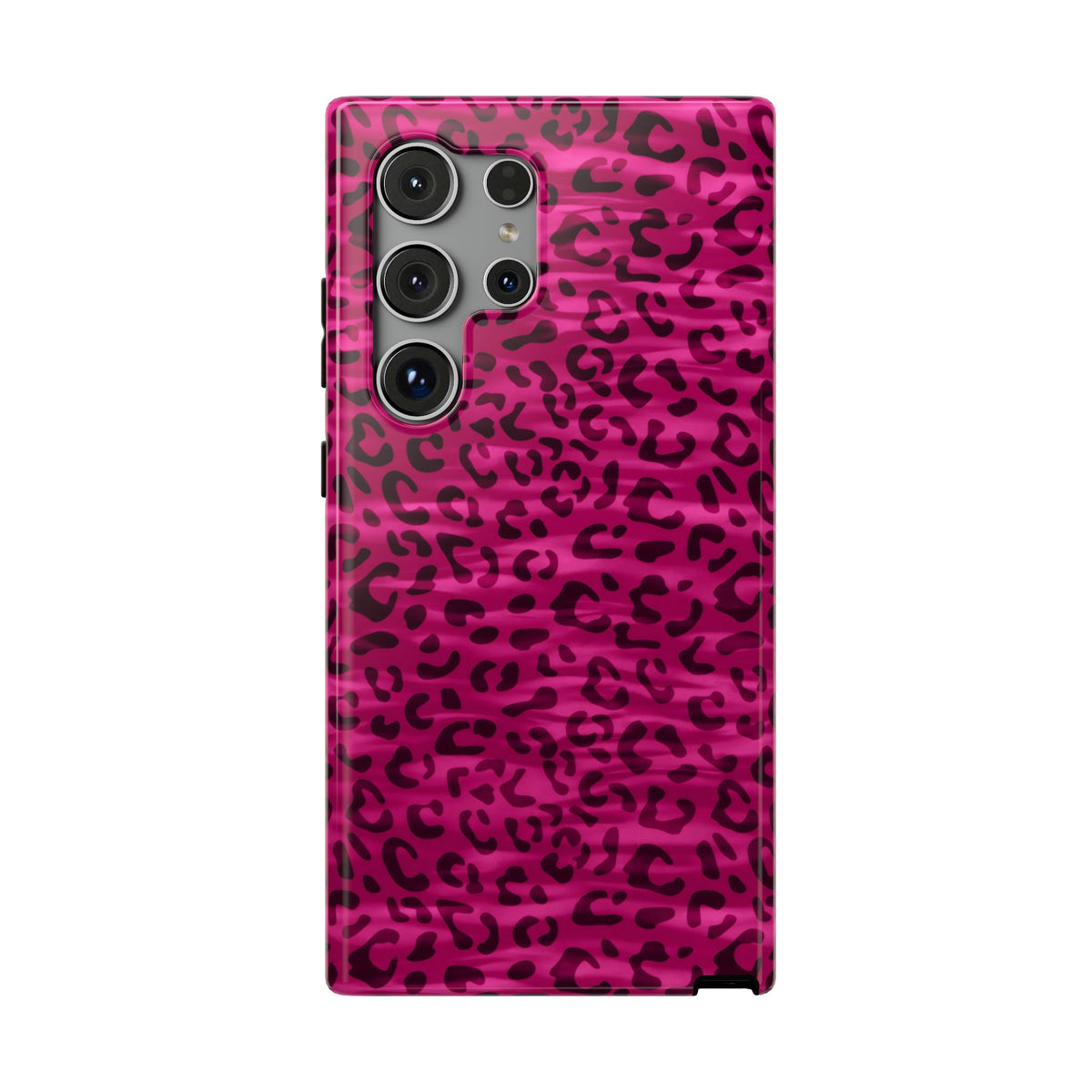 Hot Pink Leopard protective phone case for Samsung Galaxy S24 Ultra, glossy finish