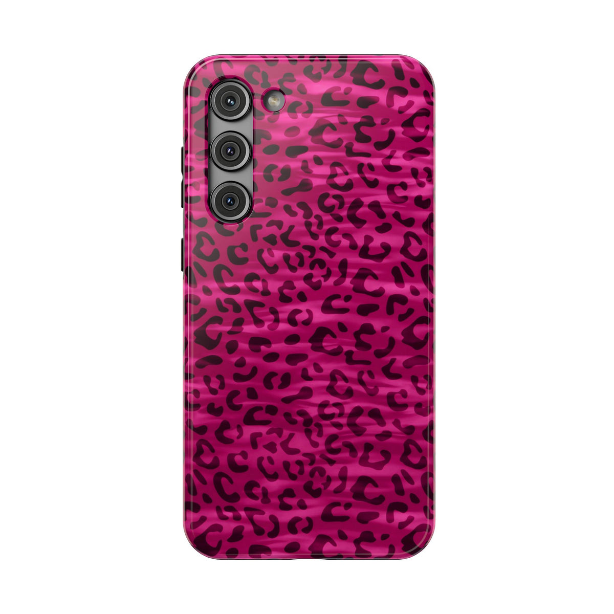 Hot Pink Leopard protective phone case for Samsung Galaxy S23 Plus, glossy finish