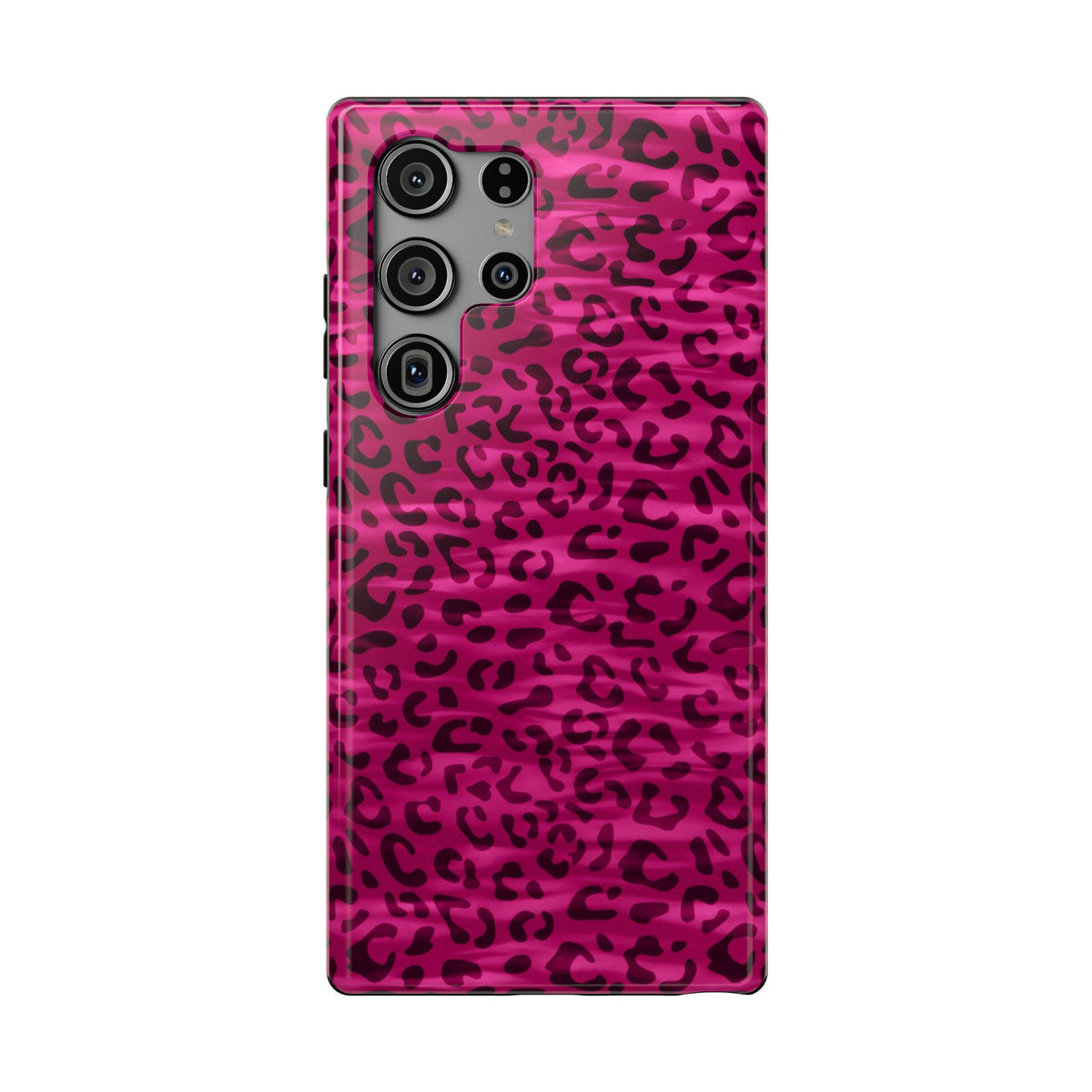 Hot Pink Leopard protective phone case for Samsung Galaxy S23 Ultra, glossy finish