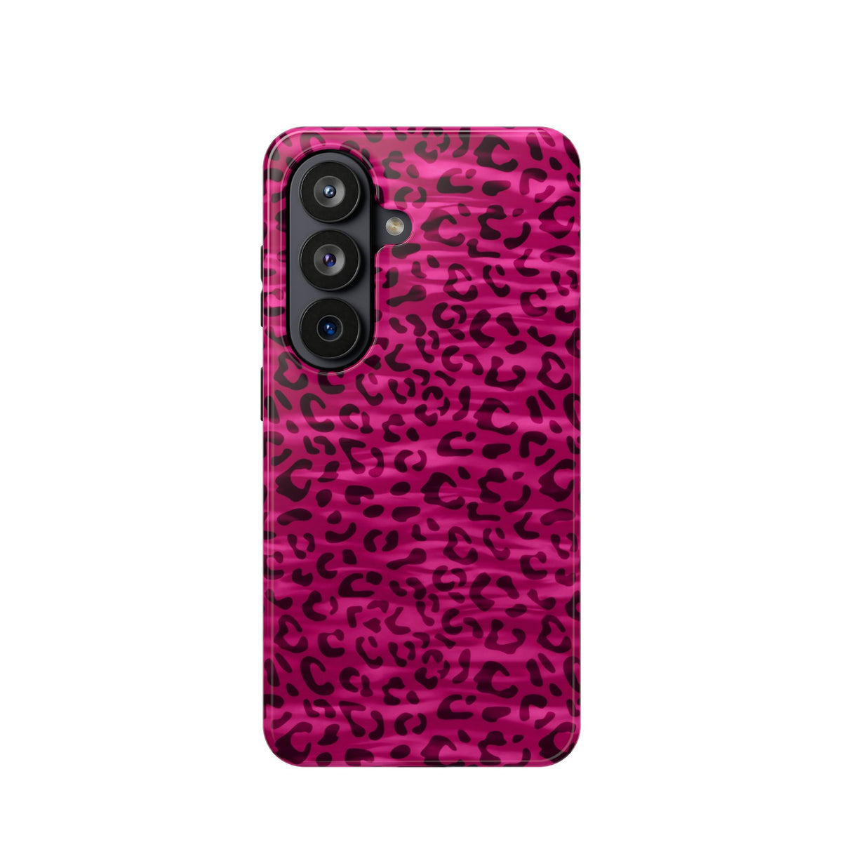 Hot Pink Leopard protective phone case for Samsung Galaxy S26, glossy finish