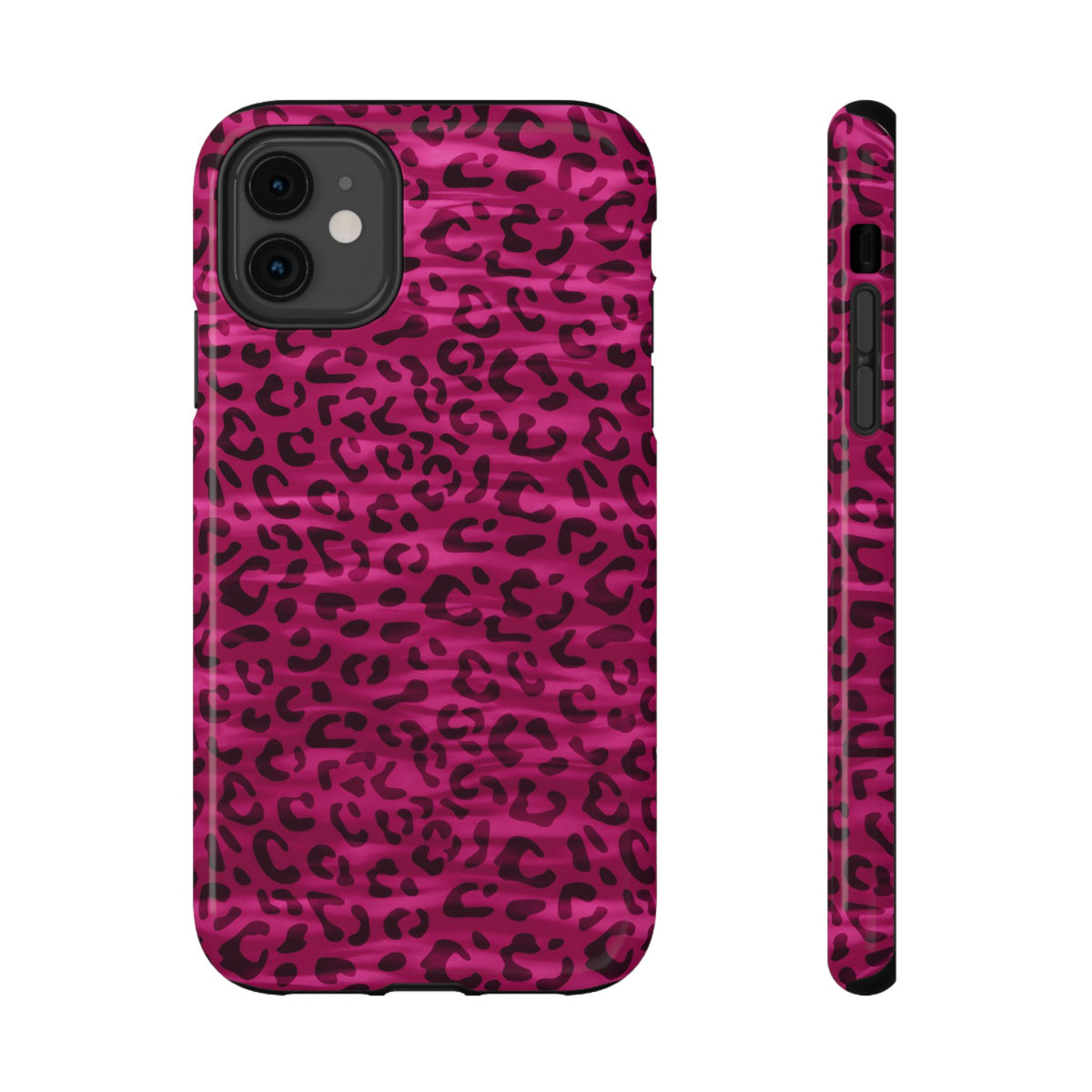 Hot Pink Leopard protective phone case for iPhone 11, glossy finish