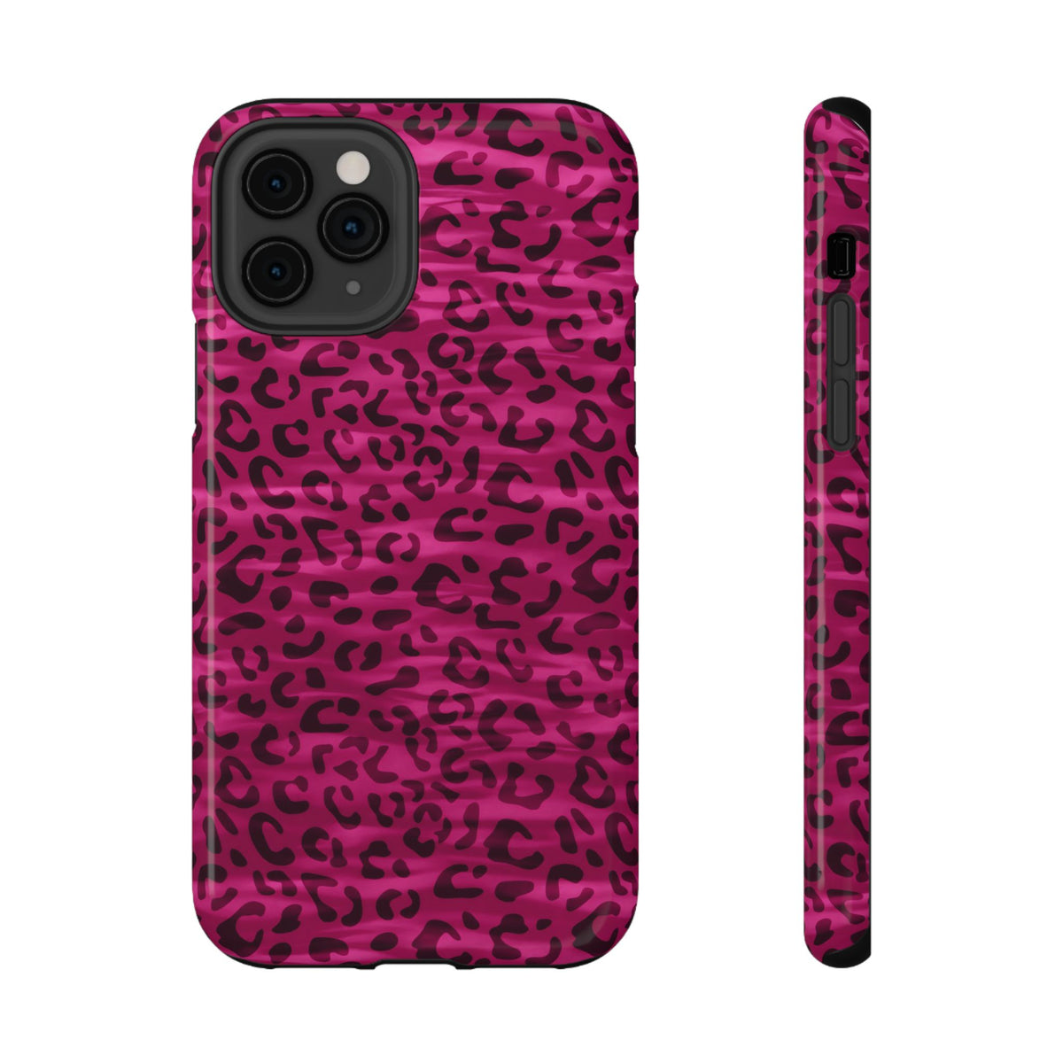 Hot Pink Leopard protective phone case for iPhone 11 Pro, glossy finish