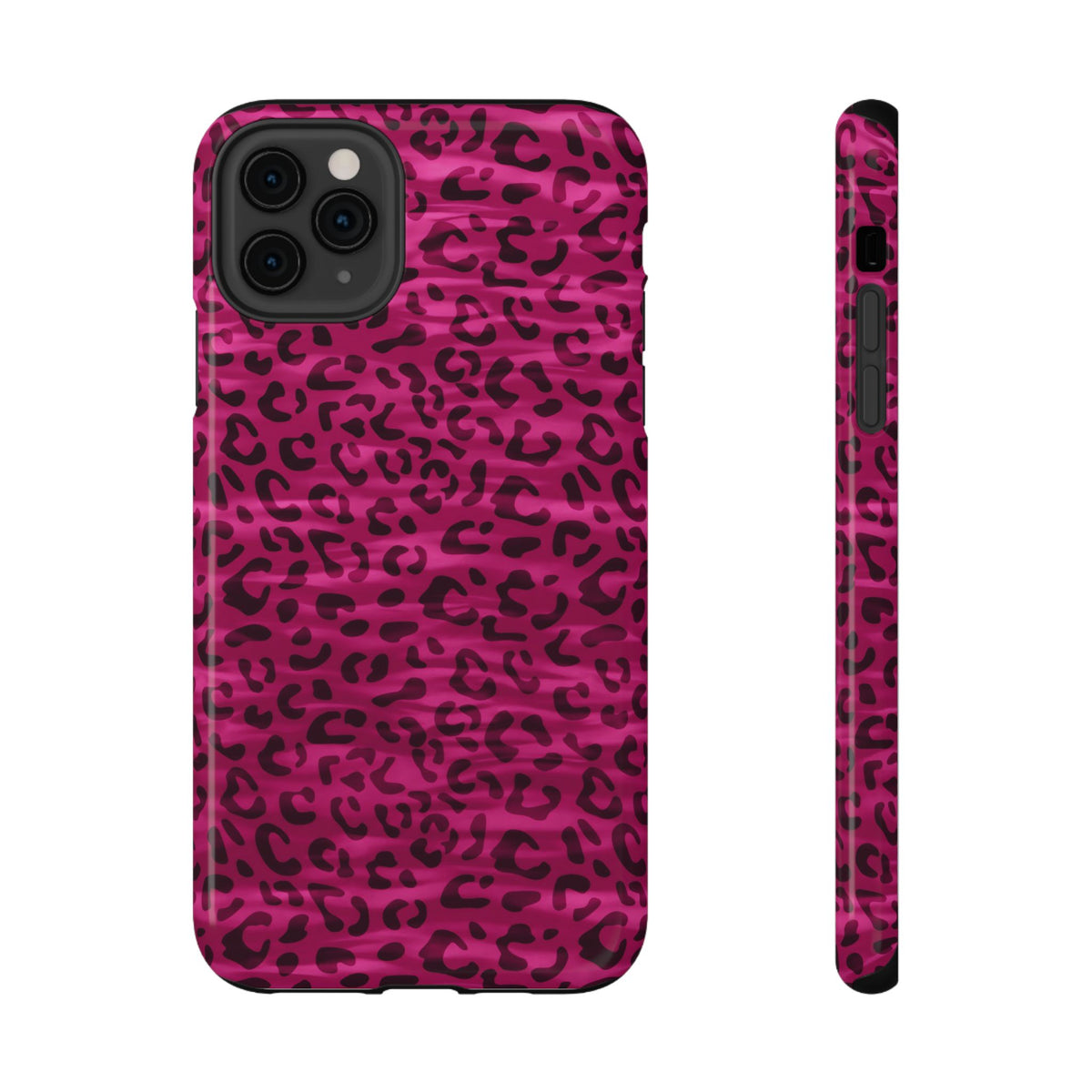 Hot Pink Leopard protective phone case for iPhone 11 Pro Max, glossy finish