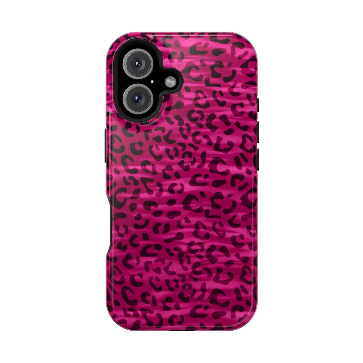 Hot Pink Leopard MagSafe case for iPhone 16, glossy finish