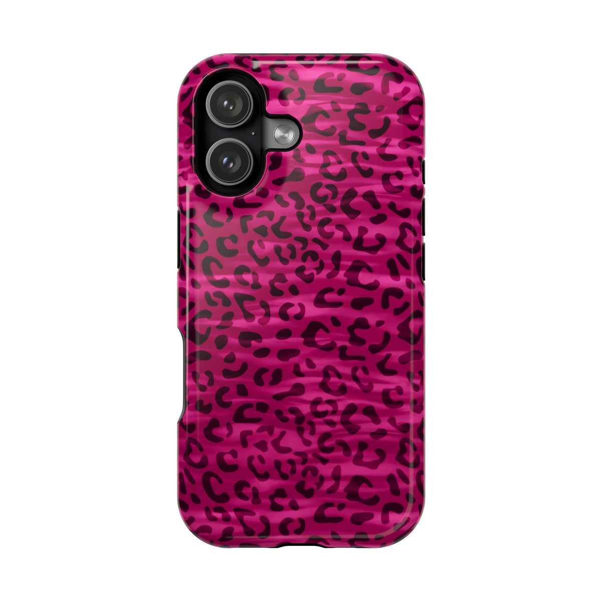 Hot Pink Leopard MagSafe case for iPhone 17, glossy finish