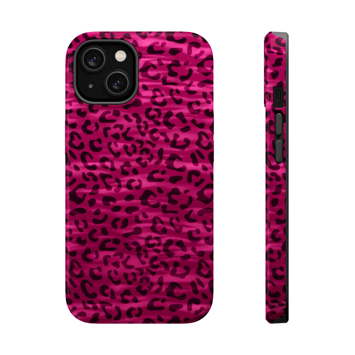 Hot Pink Leopard MagSafe case for iPhone 14, glossy finish