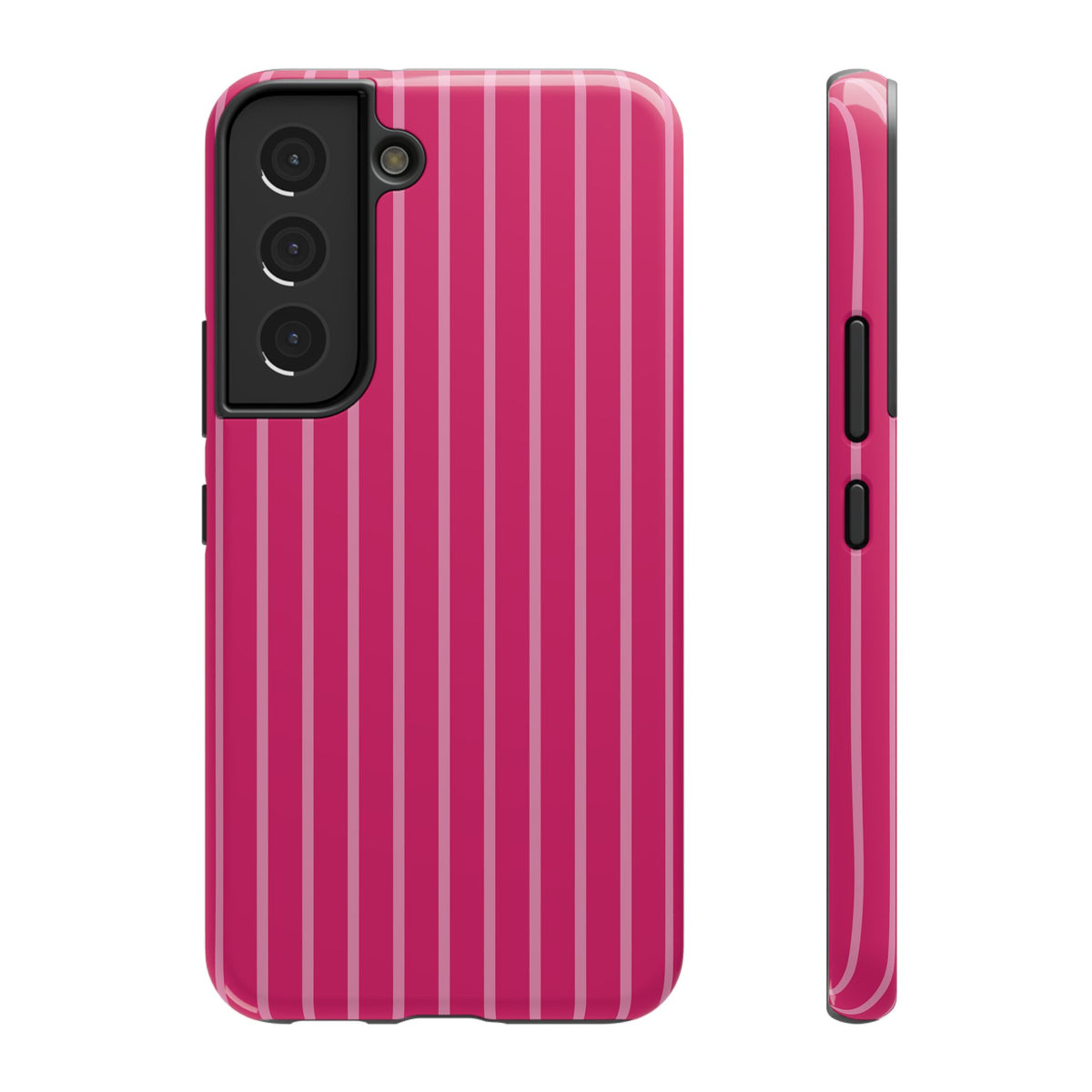 Hot Pink Stripe protective phone case for Samsung Galaxy S22, glossy finish