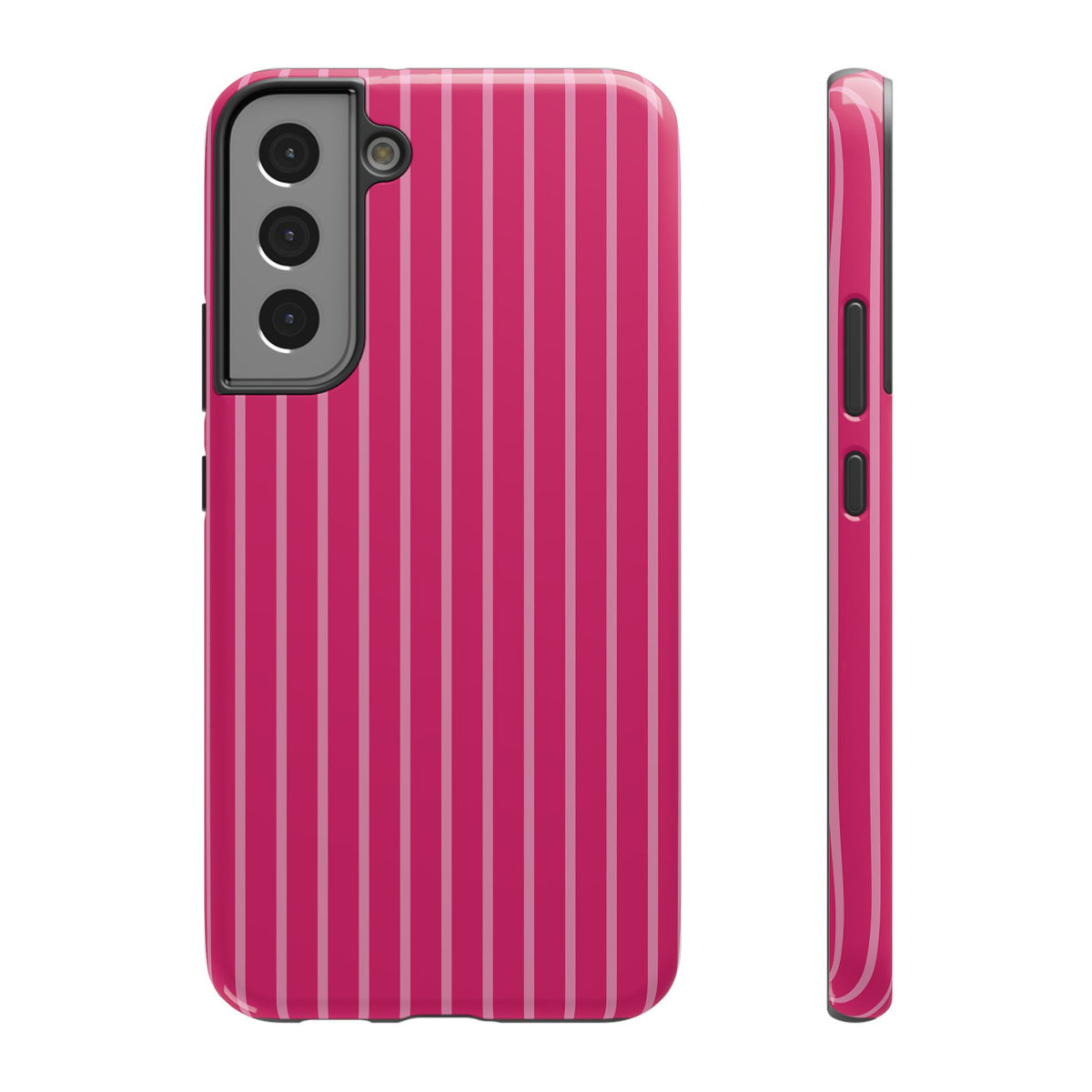 Hot Pink Stripe protective phone case for Samsung Galaxy S22 Plus, glossy finish