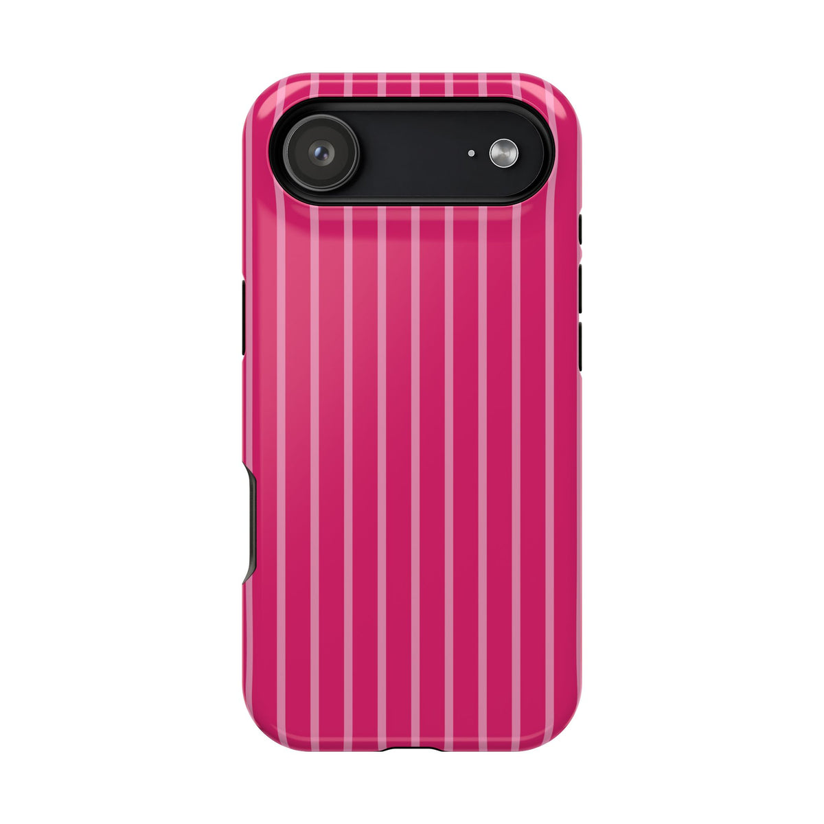 Hot Pink Stripe protective phone case for iPhone 17 Air, glossy finish