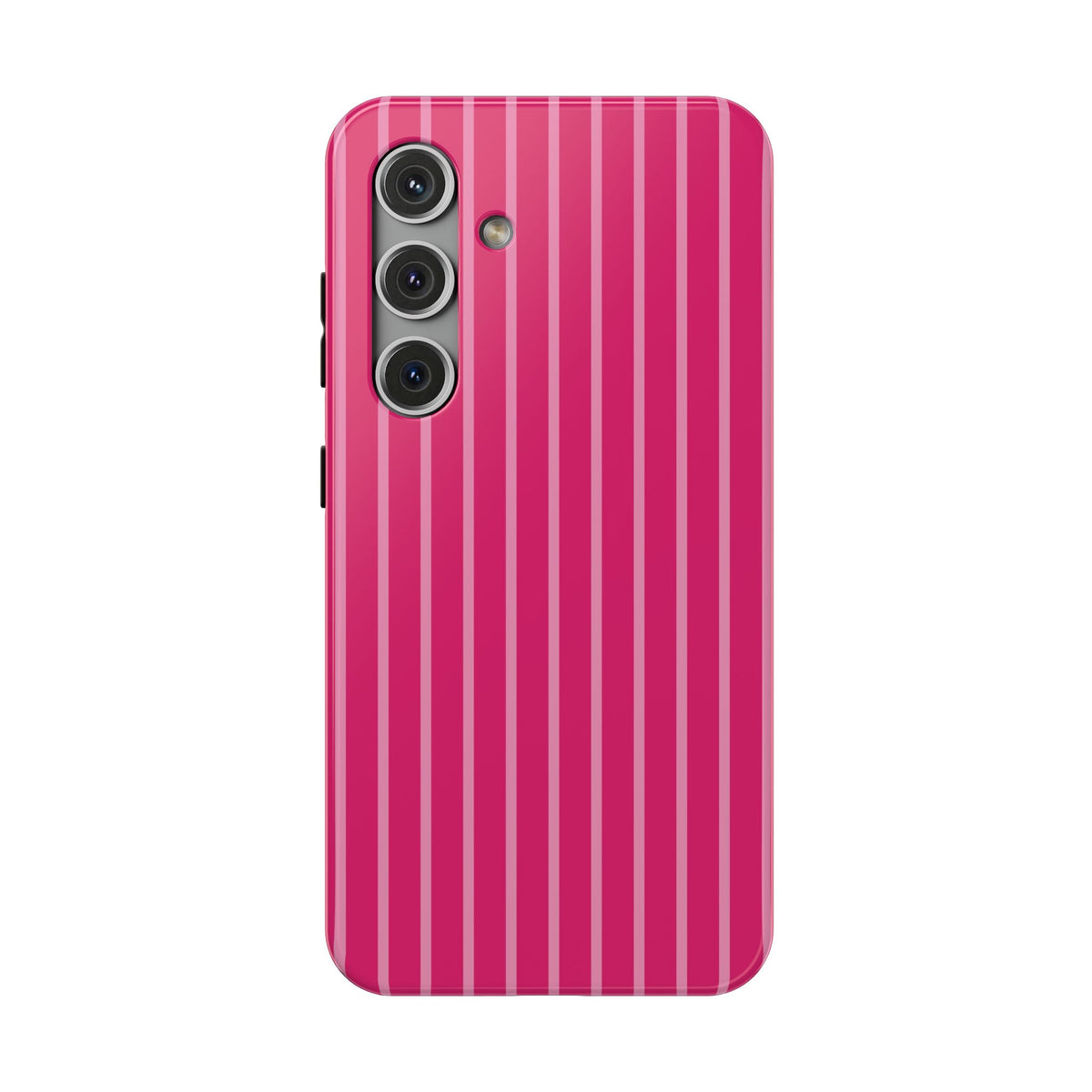 Hot Pink Stripe protective phone case for Samsung Galaxy S24, glossy finish