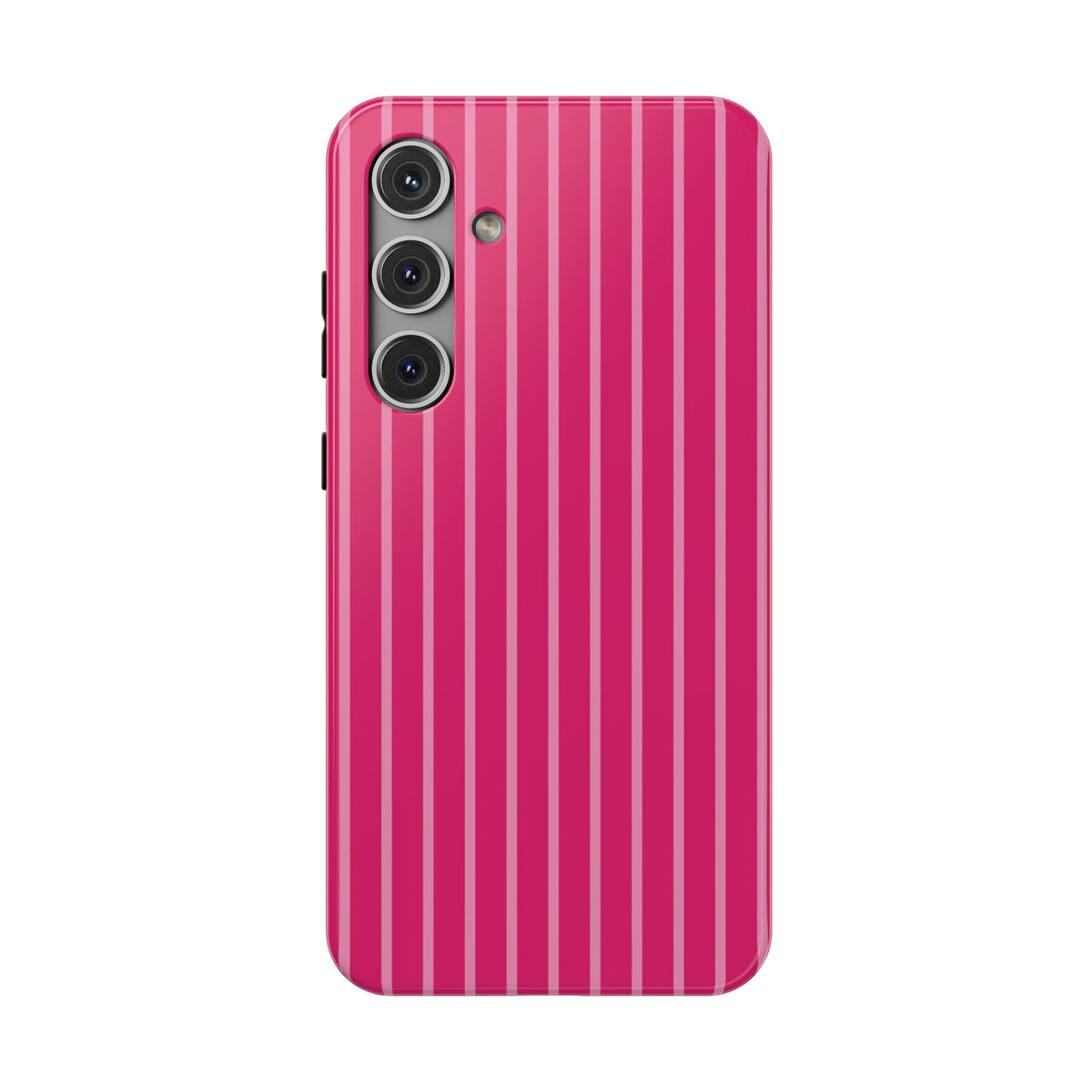 Hot Pink Stripe protective phone case for Samsung Galaxy S24 Plus, glossy finish