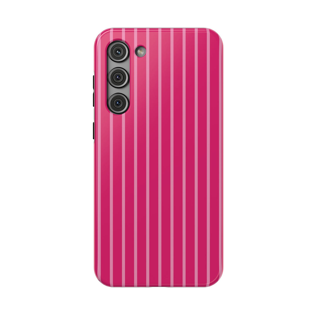 Hot Pink Stripe protective phone case for Samsung Galaxy S23 Plus, glossy finish