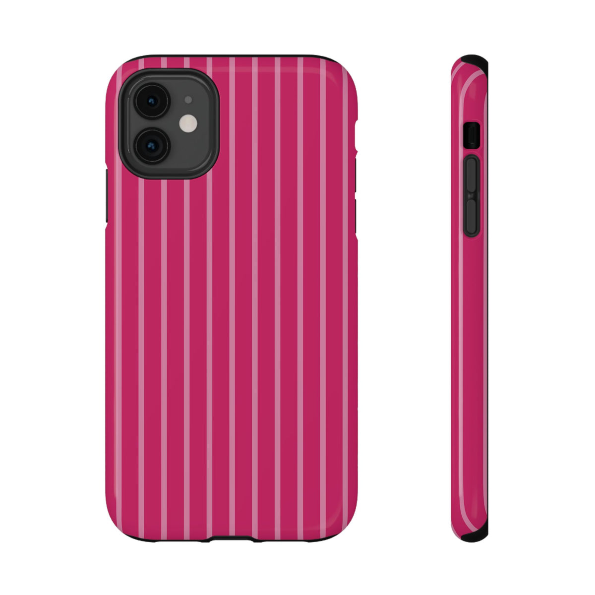 Hot Pink Stripe protective phone case for iPhone 11, glossy finish