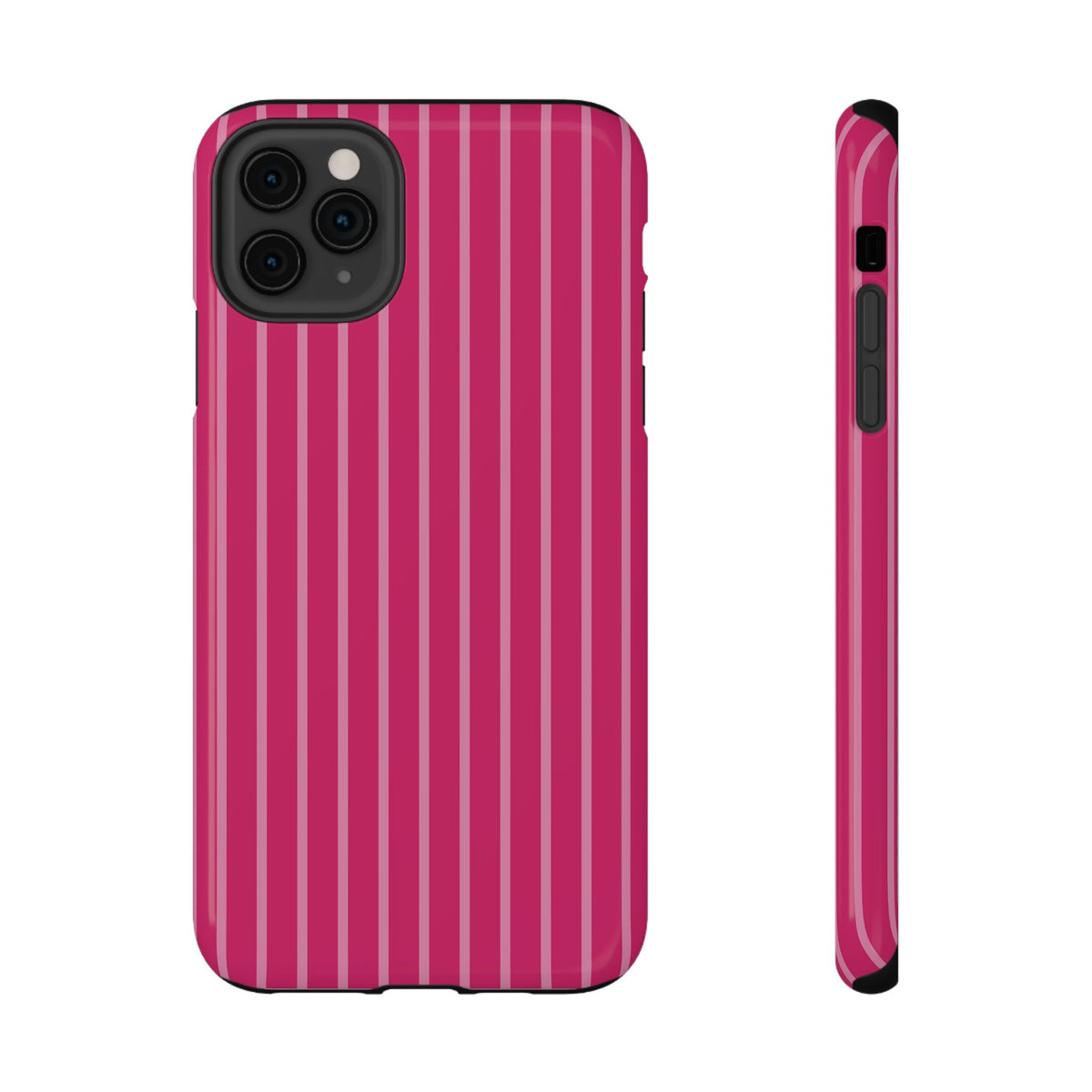 Hot Pink Stripe protective phone case for iPhone 11 Pro Max, glossy finish