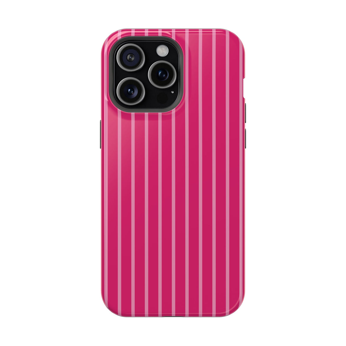 Hot Pink Stripe MagSafe case for iPhone 15 Pro Max, glossy finish