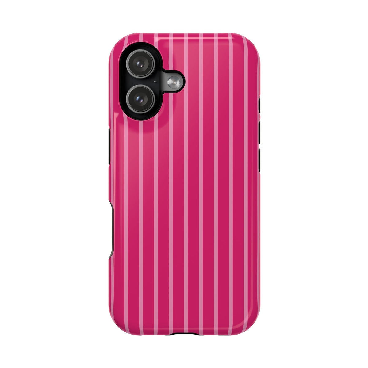 Hot Pink Stripe MagSafe case for iPhone 17, glossy finish