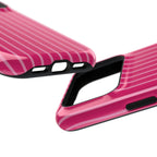 Hot Pink Stripe MagSafe case, close-up at an angle