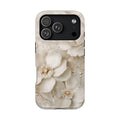 Ivory Blossom protective phone case for iPhone 18 Pro, glossy finish