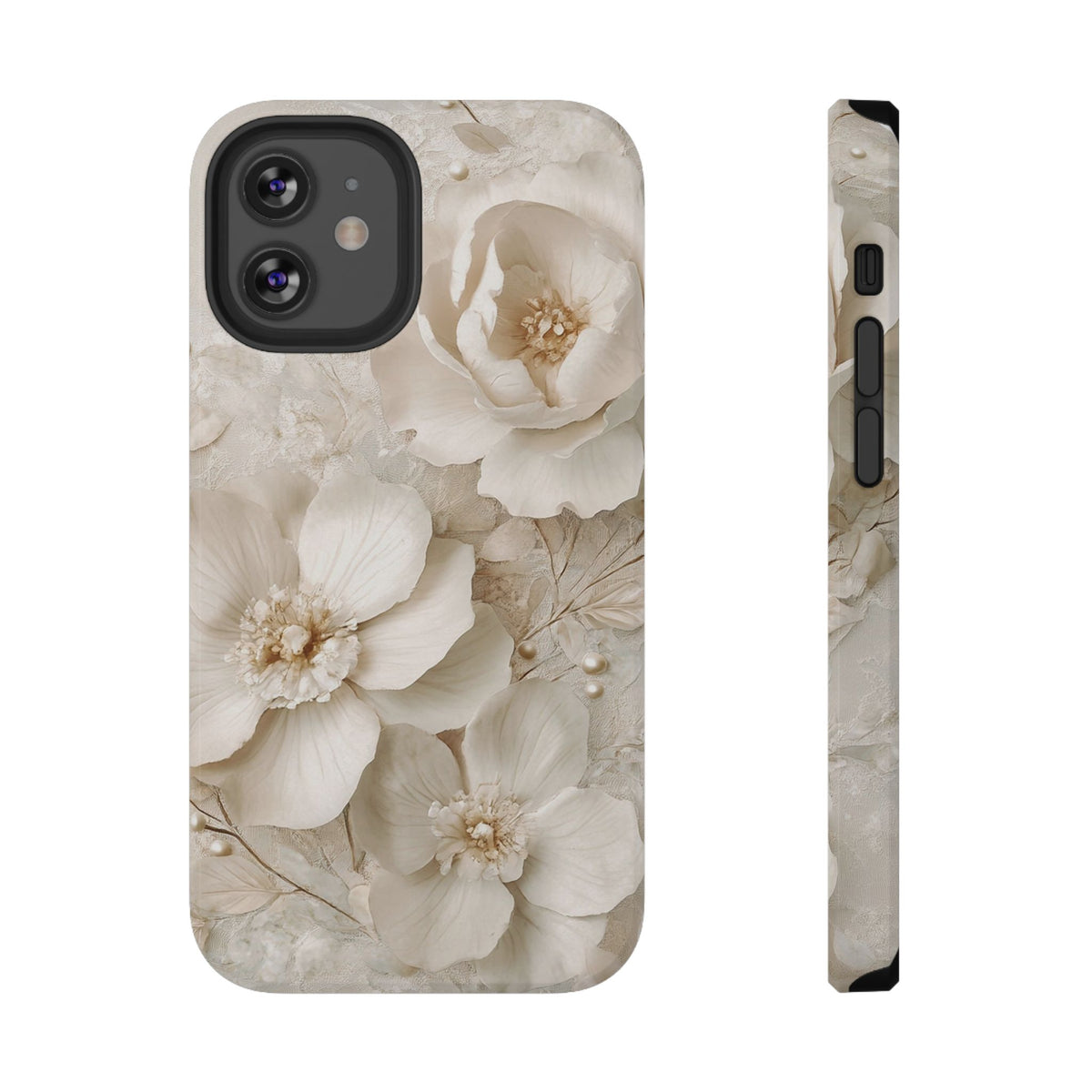 Ivory Blossom protective phone case for iPhone 12 Mini, glossy finish