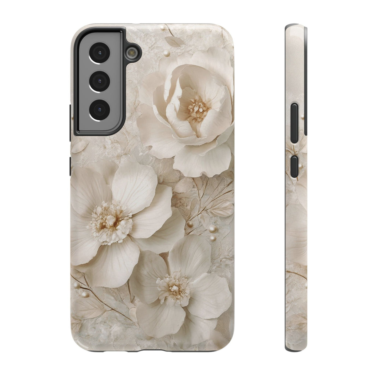 Ivory Blossom protective phone case for Samsung Galaxy S22 Plus, glossy finish