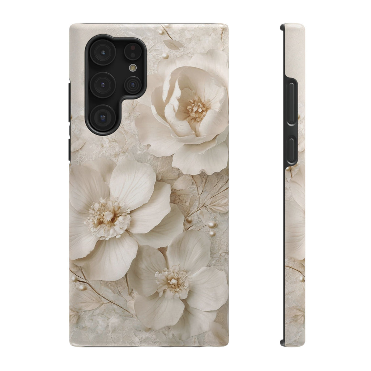 Ivory Blossom protective phone case for Samsung Galaxy S22 Ultra, glossy finish