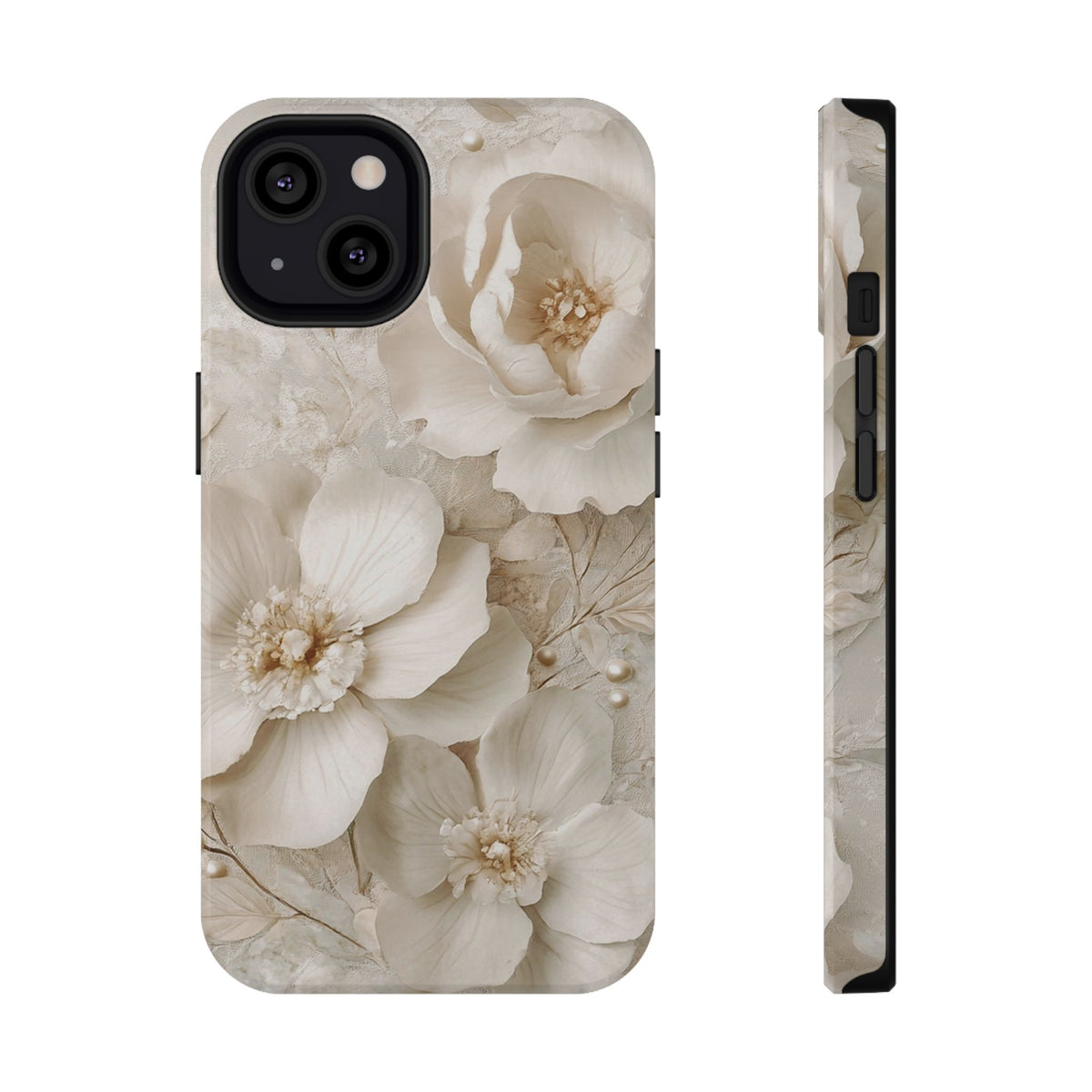 Ivory Blossom protective phone case for iPhone 13, glossy finish