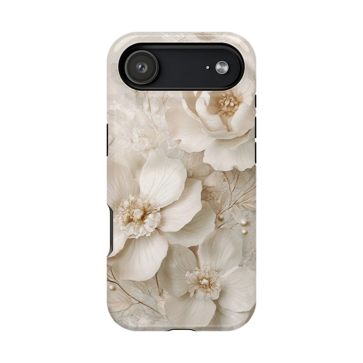 Ivory Blossom protective phone case for iPhone 17 Air, glossy finish