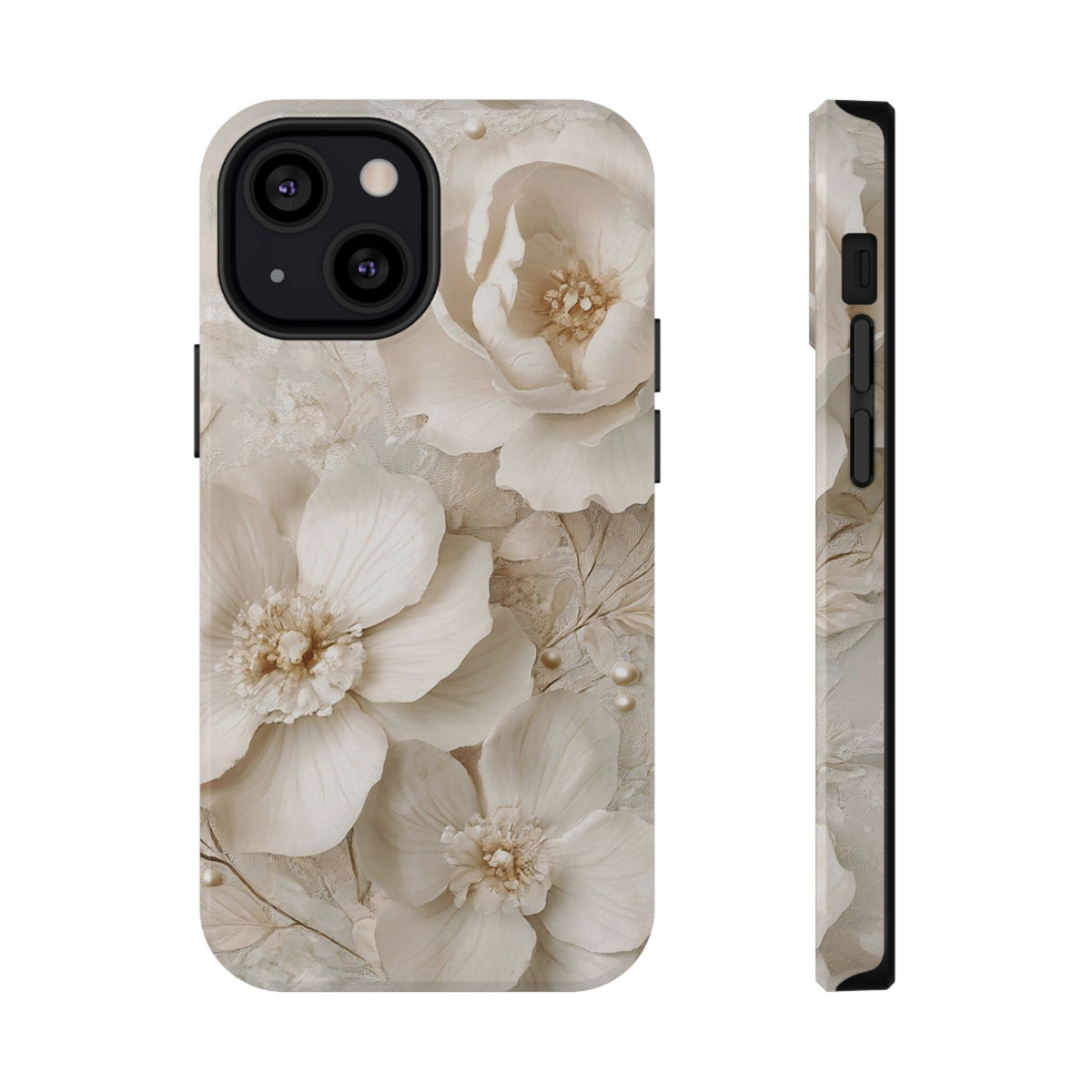 Ivory Blossom protective phone case for iPhone 13 Mini, glossy finish