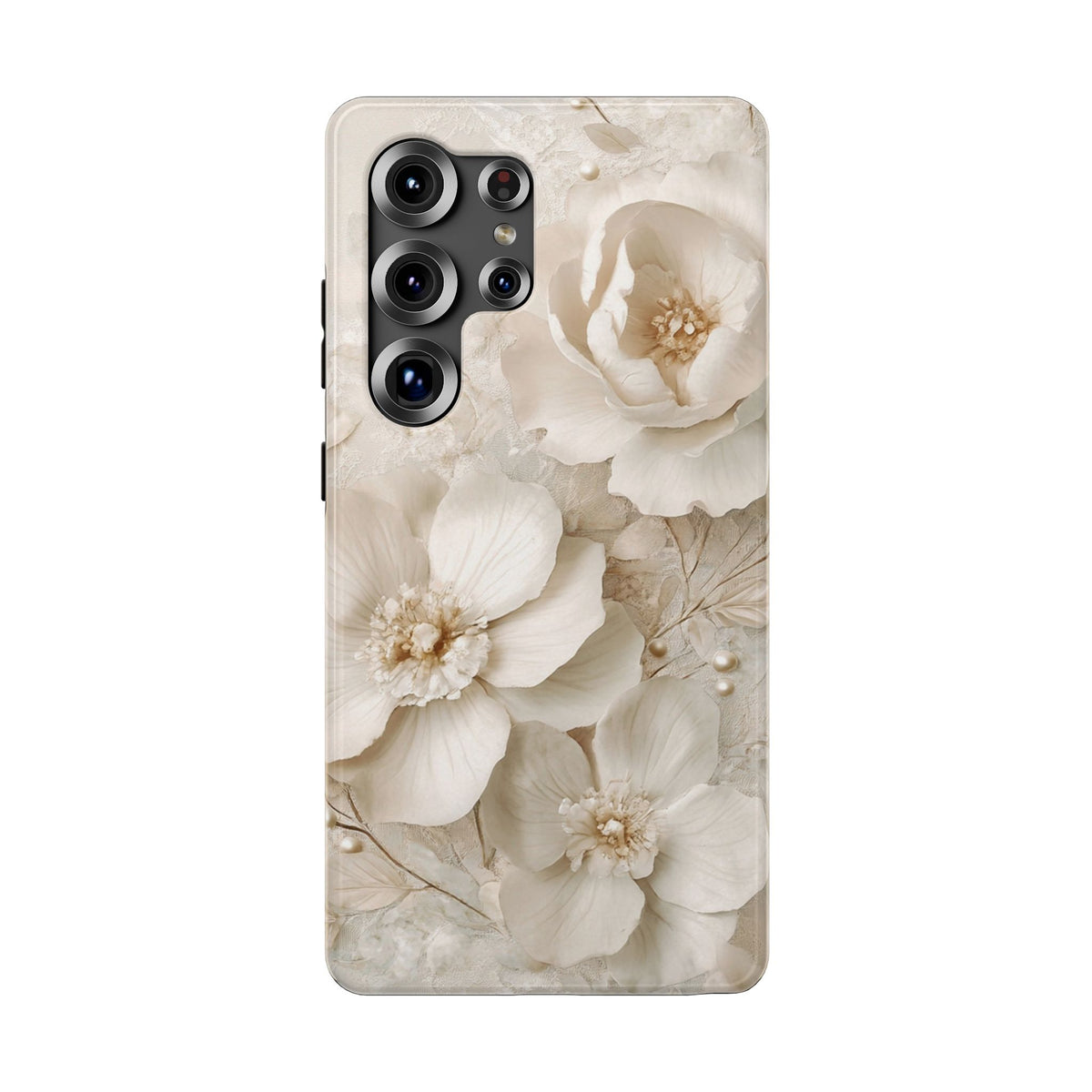 Ivory Blossom protective phone case for Samsung Galaxy S25 Ultra, glossy finish