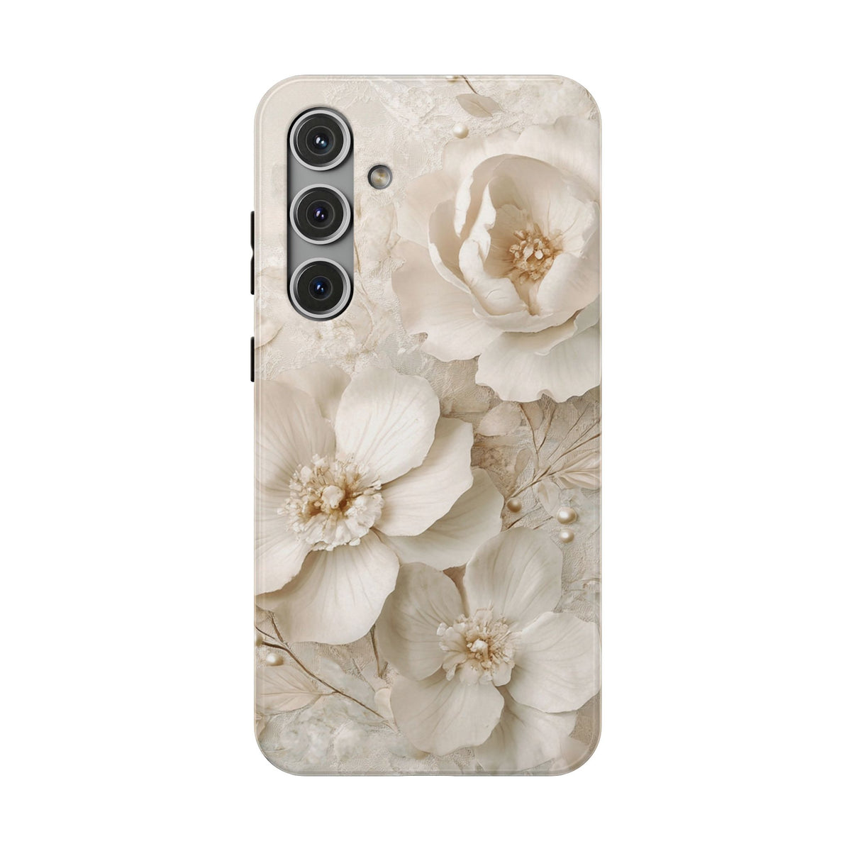 Ivory Blossom protective phone case for Samsung Galaxy S24 Plus, glossy finish