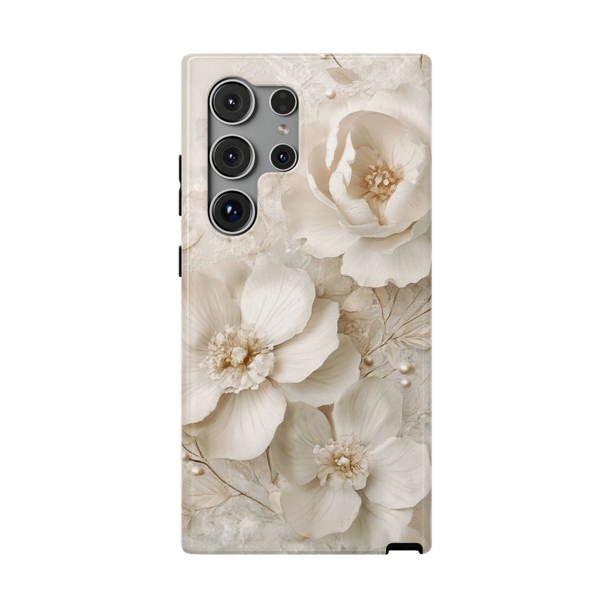 Ivory Blossom protective phone case for Samsung Galaxy S24 Ultra, glossy finish