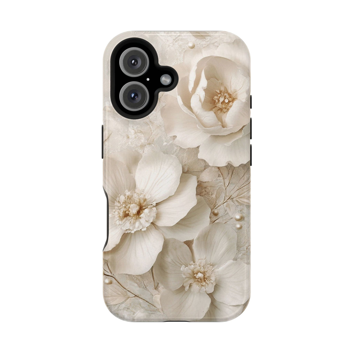 Ivory Blossom MagSafe case for iPhone 16, glossy finish