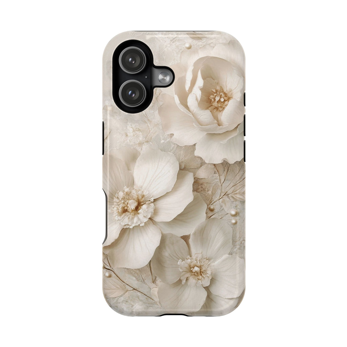Ivory Blossom MagSafe case for iPhone 17, glossy finish