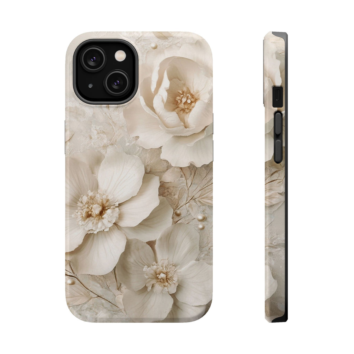 Ivory Blossom MagSafe case for iPhone 14, glossy finish