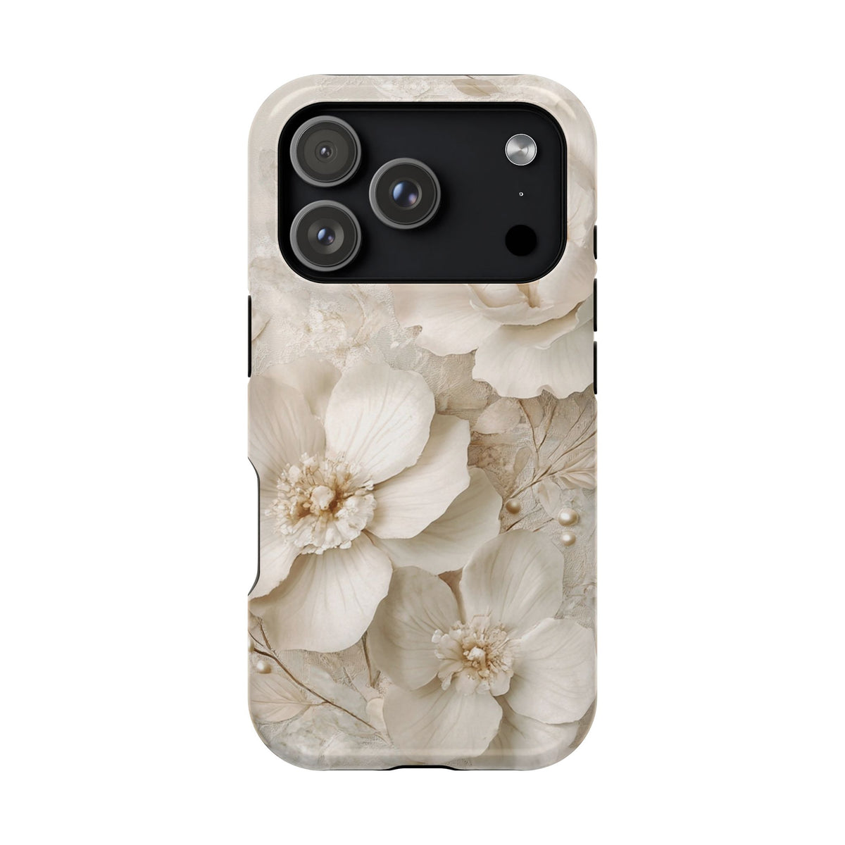 Ivory Blossom MagSafe case for iPhone 17 Pro, glossy finish
