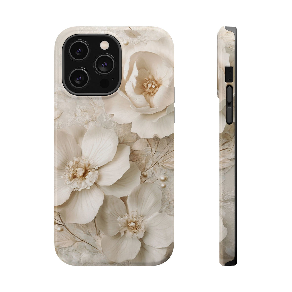 Ivory Blossom MagSafe case for iPhone 14 Pro Max, glossy finish