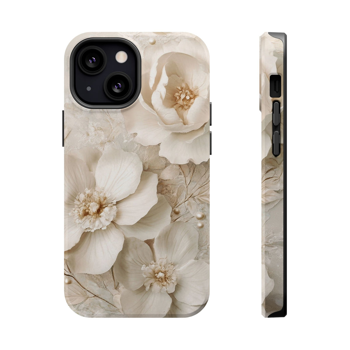 Ivory Blossom MagSafe case for iPhone 13 Mini, glossy finish