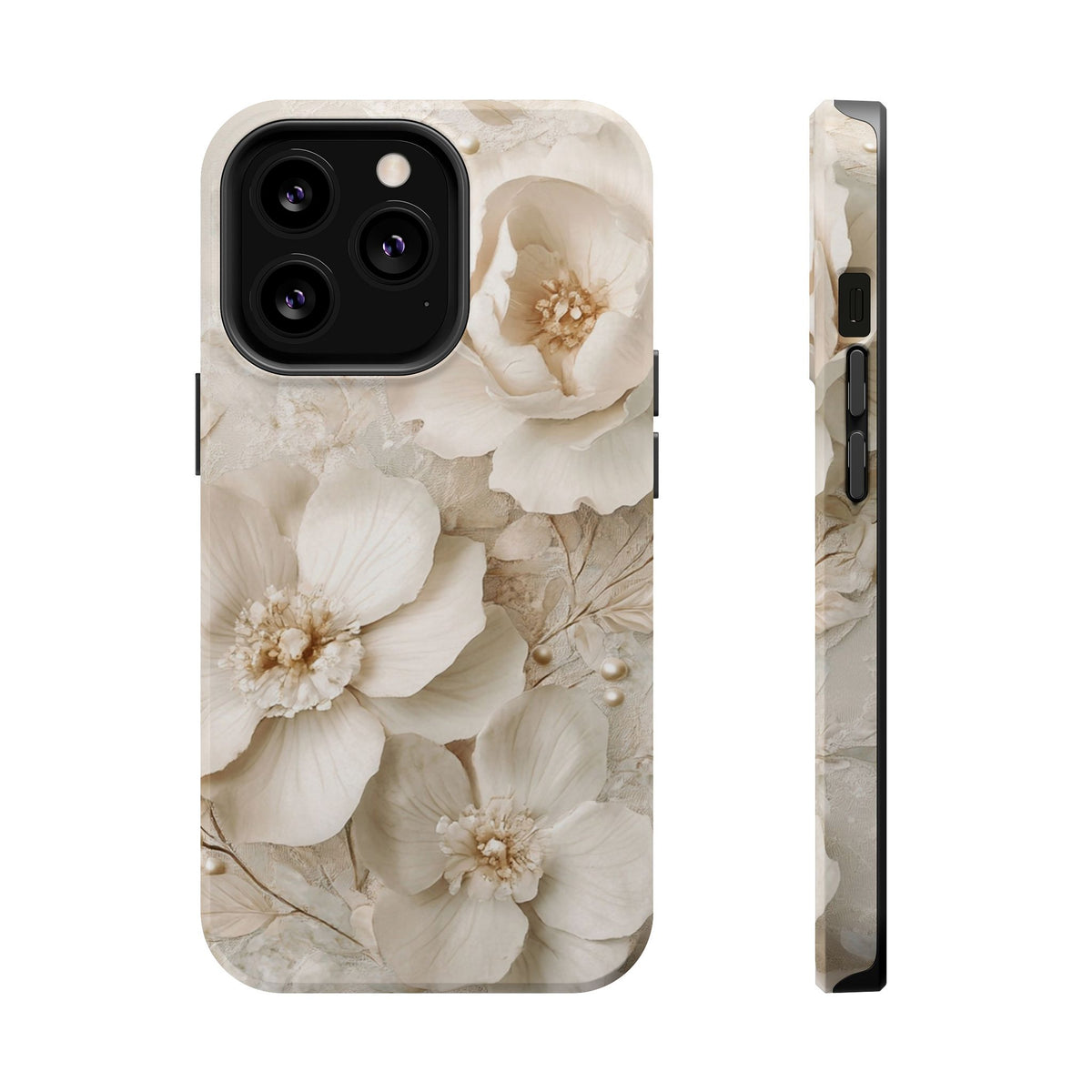 Ivory Blossom MagSafe case for iPhone 13 Pro, glossy finish