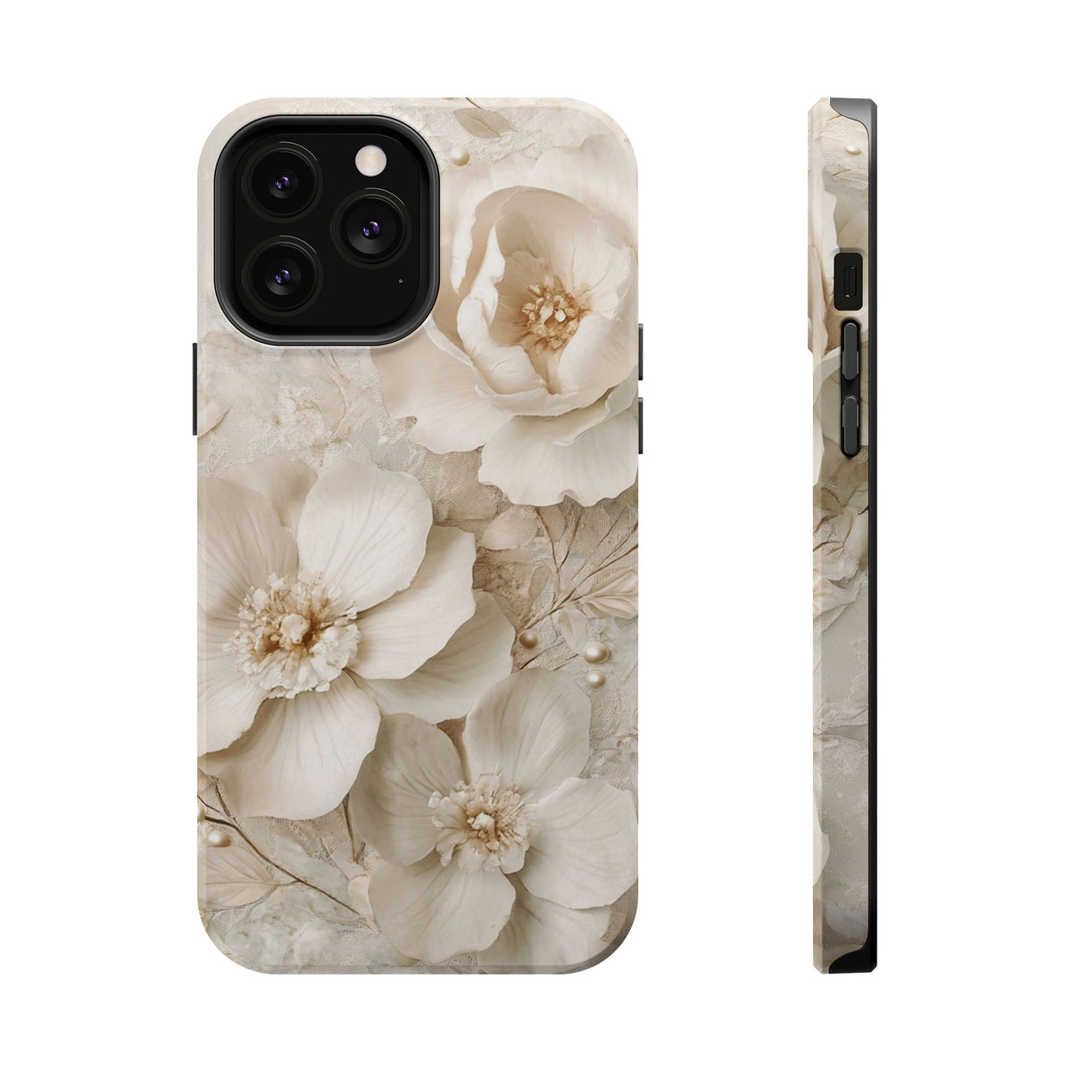 Ivory Blossom MagSafe case for iPhone 13 Pro Max, glossy finish