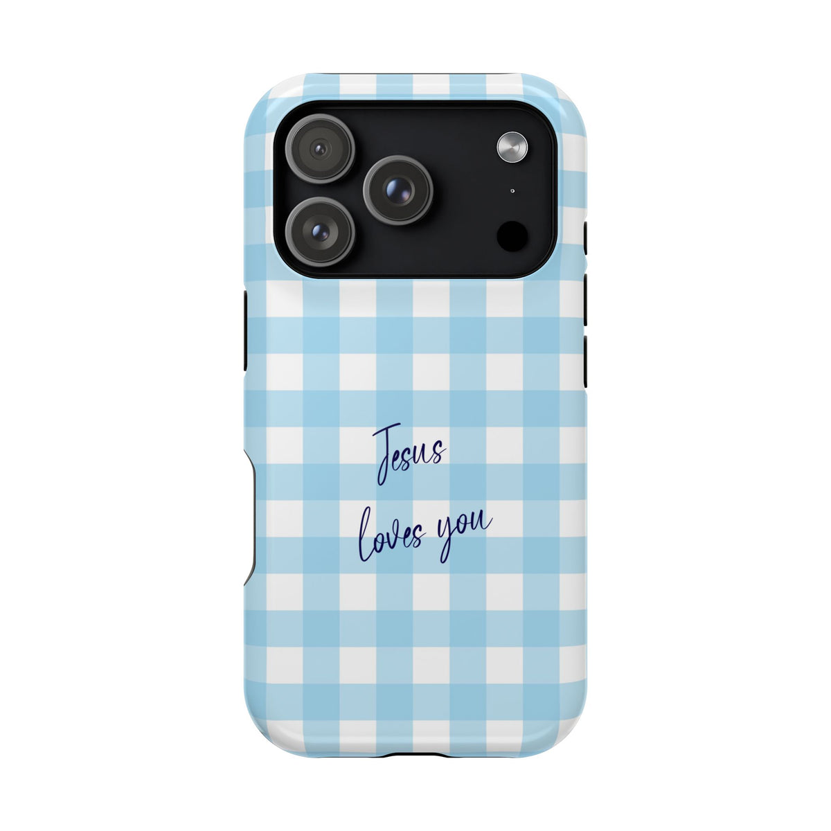 Jesus Loves You protective phone case for iPhone 18 Pro, glossy finish
